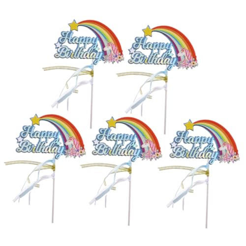 OUNONA 5er Set Kuchen -picks Zum Geburtstag Brauch Topper Geburtstagskuchen Regenbogen Dekorationen Bausatz Party Kuchendekorationskit Kuchendeckel Geburtstag Cupcake Picks Blue von OUNONA