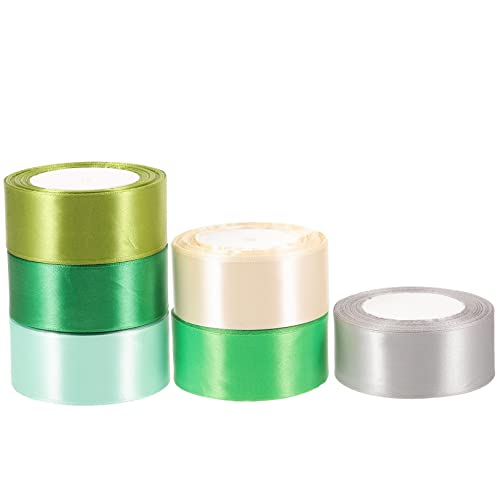 OUNONA 6 Rollen Dekorative Geschenkband Satin Bänder für DIY Hochzeiten und Feiern Farben Grün Beige Hellgrün aus Strapazierfähigem für Kreative Bastelprojekte und Geschenkverpackungen von OUNONA