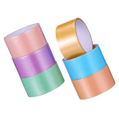 OUNONA 6 Rollen Perlmutt Klebeband Breit Stark Haftend Farbenfrohes DIY Band für Bastelarbeiten Geschenkverpackung und Dekoration Selbstklebend Vielseitig Verwendbar pro Rolle von OUNONA