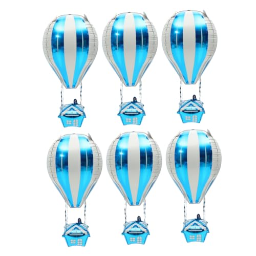 OUNONA 6 Stück Heißluftballon Dekoration Aluminium Heißluftballon Heißluftballon Förmige Ballons Kinderparty Ballons Heißluftballon Dekorationen Für Das Klassenzimmer Himmelblaue von OUNONA
