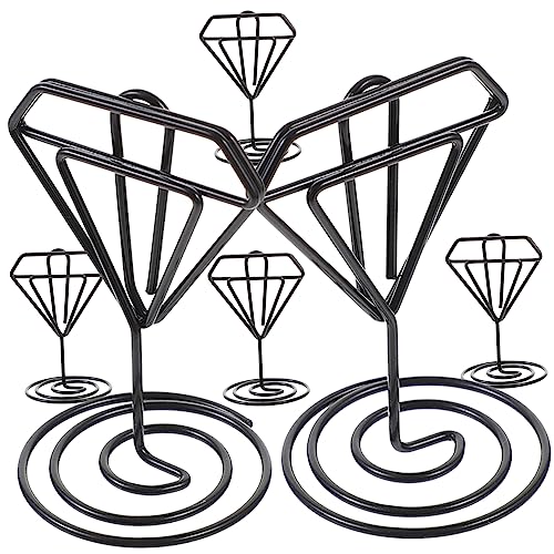 OUNONA 6 Stück Hochzeits Platzkartenhalter mit Stabilem Fuß Dekorativer Tischkartenhalter für Hochzeiten Partys und Veranstaltungen Diamant Design von OUNONA