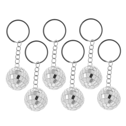OUNONA 6 Stück Schlüsselanhänger Mit Spiegelkugel Spiegelball Disco-kugel-plakat Mini-schlüsselanhänger Discokugel-schlüsselanhänger Discokugel-autozubehör Mini-disco-kugel Silver Plastik von OUNONA