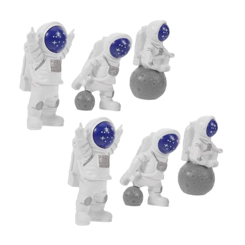 OUNONA 6 Stück Teiliges Astronaut Kuchen Dekor Hochwertige Harz-figuren mit Detaillierter Handwerkskunst und Lebendigen Farben Vielseitig als Weltraum Cupcake Topper und Desktop Ornament von OUNONA