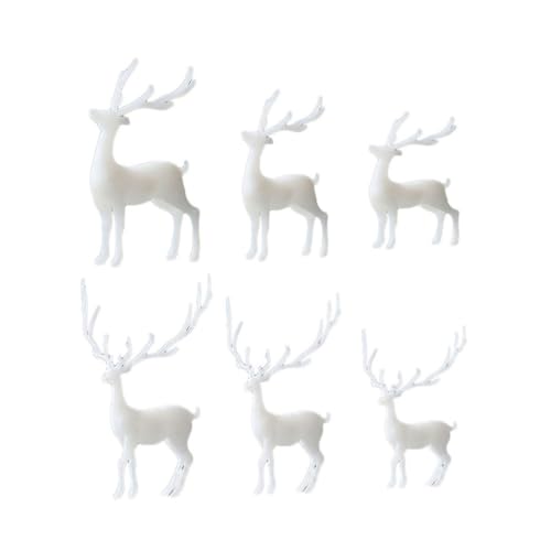 OUNONA 6 Stück Teiliges Elch Ornament aus Kristallklarem Epoxidharz Dreidimensionale DIY Mikrolandschaft Dekoration Weiße Zufällige Designs für Waldlandschaft Modellbau und Bastelprojekte von OUNONA
