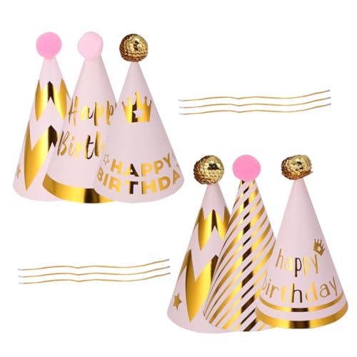OUNONA 6 Stück Teiliges Set Geburtstagsfeierhüte aus Papier mit Glitzer Diy Partyhüte für Verschiedene Designs Diagonalstreifen Wellensterne Krone Dekoration für Kindergeburtstage und von OUNONA