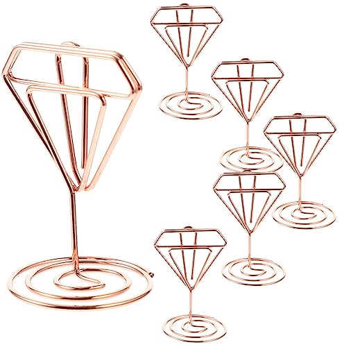 OUNONA 6 Stück Tischkartenhalter mit Metallbasis Hochzeitsplatzkartenhalter Robuste Tischnummernhalter Langlebige Kartenclips für Partys und Veranstaltungen Roségold von OUNONA