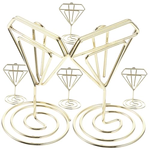 OUNONA 6 Stück Tischkartenhalter mit Stabilem Sockel Goldene Foto und Menüklammern für Hochzeiten und Events Platzkartenständer für Tischdekoration Diamantclip OUNONA 6 Stück Tischkartenhalter mit Stabilem Sockel Goldene Foto und Menüklammern für Hochzeiten und Events Platzkartenständer für Tischdekoration Diamantclip von OUNONA