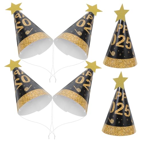 OUNONA 6 Stück schwarzgoldener Papierhut Kind Paillette Kegelhut aus Papier Frohes neues Jahr Partyhüte Papierhüte Frohes neues Jahr Neuheit Hüte Neujahrsvorräte von OUNONA