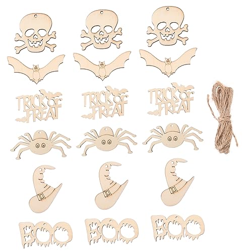OUNONA 60 Stück DIY Holzschneider für Halloween Deko Unfertige Holzstücke Bastelornamente für Feste Vielseitige Holzfiguren für Kreative Gestaltung OUNONA 60 Stück DIY Holzschneider für Halloween Deko Unfertige Holzstücke Bastelornamente für Feste Vielseitige Holzfiguren für Kreative Gestaltung von OUNONA