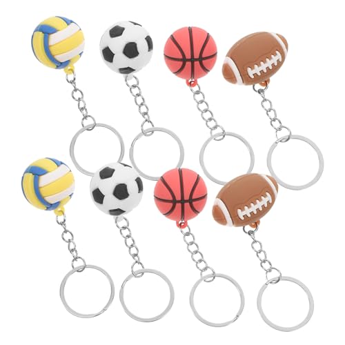 OUNONA 8 Stück Kugelornamente Schlüsselanhänger Fußballschlüsselkette Gastgeschenke Zum Thema Sport Rucksackanhänger Für Jungen Basketball-anhänger Ball Party Gefallen Mini-sportbälle Pvc von OUNONA