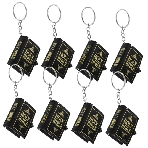 OUNONA 8 Stück Mini-Bibel-Schlüsselanhänger Mini Bibel Schlüsselanhänger Heilige Bibel Schlüsselanhänger christliche mini schlüsselanhänger Taufornament Bibelgeschenk das Papier von OUNONA