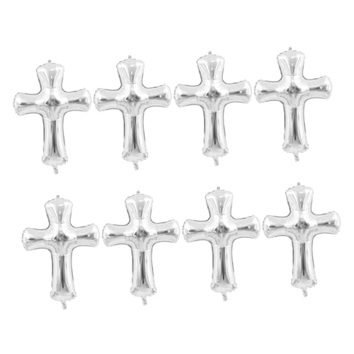 OUNONA 8 Stück Taufballons glänzend Dekoration Party Rosa Gemeinschaft groß taufgeschenk geburtstagsballon luftballons Geburtstagsverzierung Taufen Kreuzballons Aluminiumfolie Silver von OUNONA