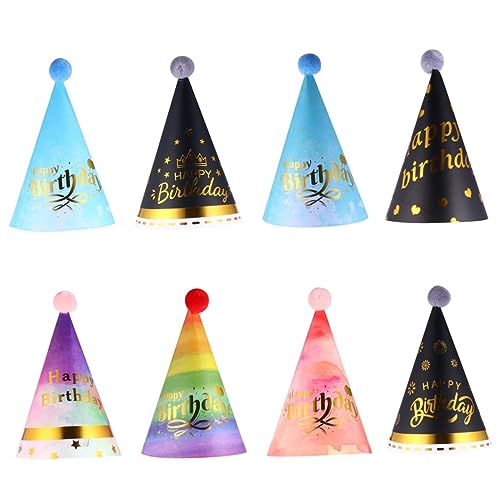 OUNONA 8 Stück Teiliges Set Bronzing Geburtstagsmütze mit Glitzer Bunte Fuzzy Ball Partyhüte für Kindergeburtstag und Feiern OUNONA 8 Stück Teiliges Set Bronzing Geburtstagsmütze mit Glitzer Bunte Fuzzy Ball Partyhüte für Kindergeburtstag und Feiern von OUNONA