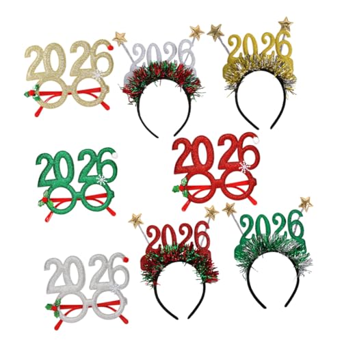 OUNONA 8stücke Silvester-fotorequisiten Stirnband Und Brille Für Neujahrsfeiern Glitzerndes Zubehör Für Fotoshootings Und Partys von OUNONA