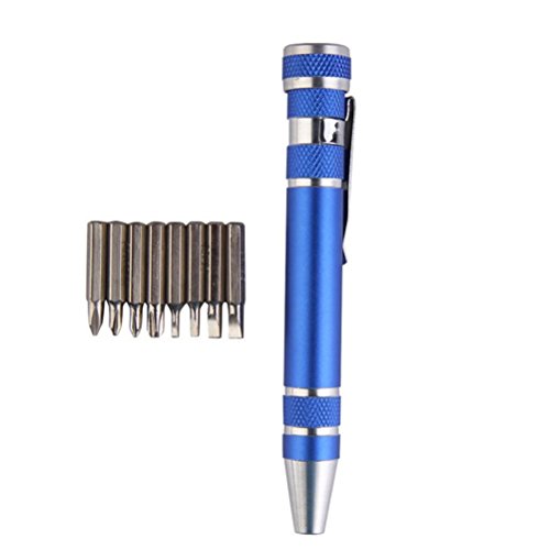 OUNONA 8?in 1?Schraubendreher Pen Mini Gadgets Repair Tools Multifunktions Pr?zisions-Stift Schraubendreher-Set Repair Tools Kit Handy Hand Tool (blau) von OUNONA