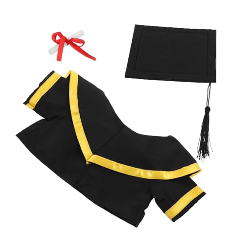 OUNONA Abschlussbär-outfit Plüschtier-abschlussoutfit Puppenkleidung Für Jungen Puppe-abschlusskappe Und -abschlusskleid Plüschbär-tiermütze Abschlusspuppe Kuscheltier Mütze Stoff Black von OUNONA
