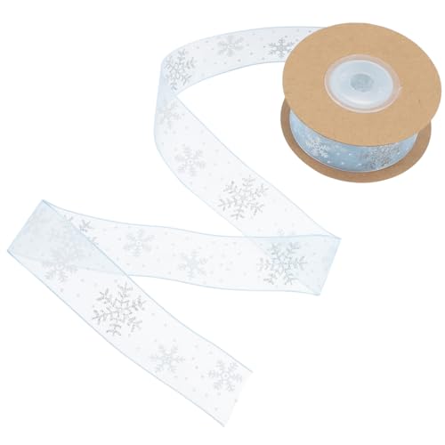 OUNONA Chiffonband mit Silbernen Schneeflocken Breit Festliches Geschenkband für Weihnachtsdekoration Basteln und Geschenkverpackung Winterliches Dekoaccessoire OUNONA Chiffonband mit Silbernen Schneeflocken Breit Festliches Geschenkband für Weihnachtsdekoration Basteln und Geschenkverpackung Winterliches Dekoaccessoire von OUNONA