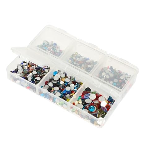 OUNONA Fach Sortierung Nagelkunst Strasssteine Flach Rückseite Nail Charms DIY Nageldekoration Glitzersteine für Gelnägel Bastelzubehör Nagelschmuck von OUNONA