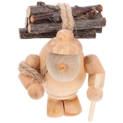 OUNONA Figurine Garten Innenbereich und Außenbereich Lustige Ornamente für Blumentöpfe und Schreibtische Gartenschmuck aus Holz Cartoon Design von OUNONA