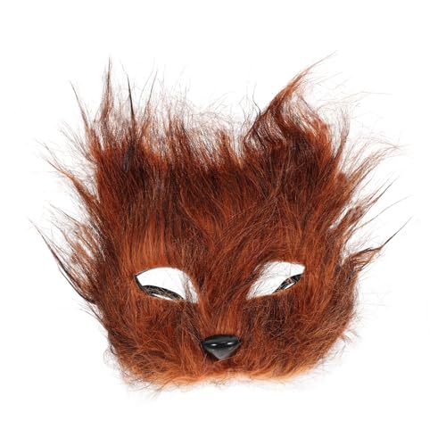 OUNONA Fluffige Fuchs Halbmaske aus Künstlichem Fell Halbgesichtige Tiermaske für Erwachsene Kuschelige Cosplay Maske für Halloween Karneval Maskenball und Kostümparty von OUNONA