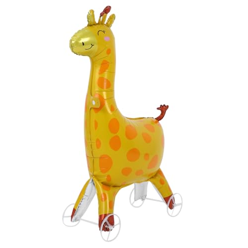 OUNONA Giraffenballon Geburtstag Luftballons Ballons Zum Thema Dschungel Aufblasbare Giraffe Tierpartydekorationen Tiere in Die Luft Jagen Ballon-tiere-kit Yellow Aluminiumfolie von OUNONA