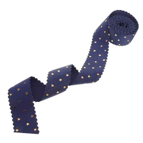 OUNONA Gold Bedrucktes Ripsband mit Herzmotiv Breit Wellenförmige Spitze Stilvolles DIY Geschenkband für Ballons Blumen Hochzeits Partydekorationen von OUNONA