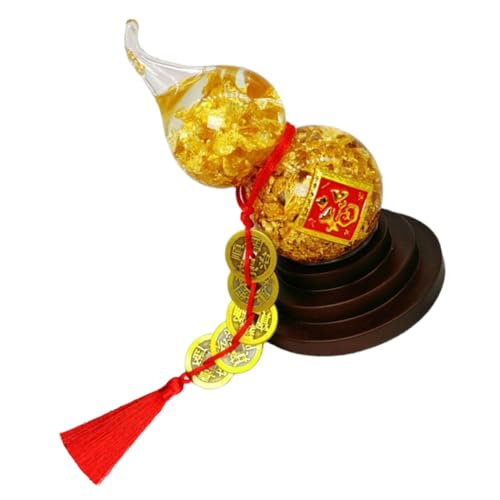 OUNONA Goldfolie Kristall Feng Shui Flaschenkürbis Dekoration Desktop Wohnkultur Feng Shui Glücksbringer für Wohlstand und Reichtum von OUNONA