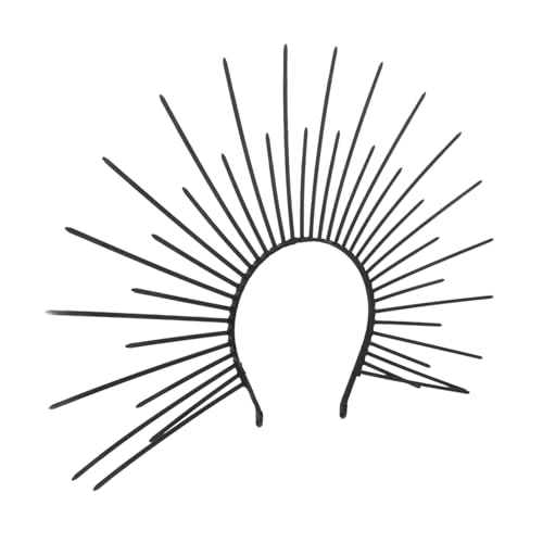 OUNONA Gottes Haarband Sonnenvisier Sonnenschliff-spike-krone Mini-partyhüte Für Stofftiere Halloween-blumen-stirnband Tag Der Toten Kostüm Sonnenhut Plastik Schwarz von OUNONA