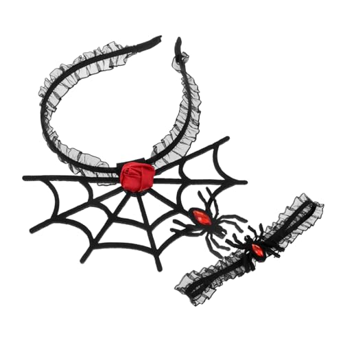 OUNONA Halloween Haarreifen Spinnen Set mit Choker Leichtes Komfortables Kostüm Accessoire für Damen Vielseitig Kombinierbar für Party Cosplay und Familienfeiern von OUNONA