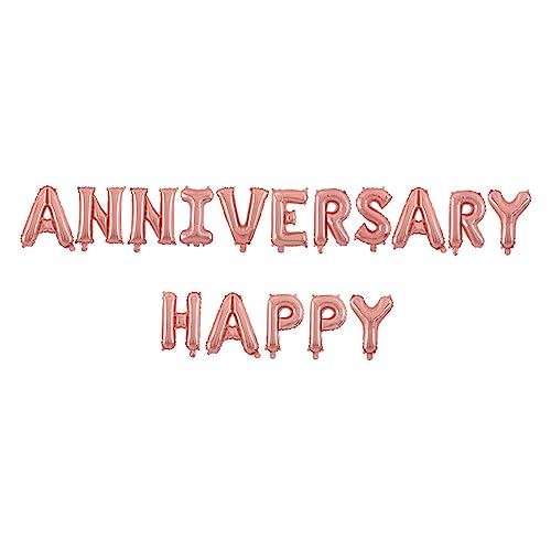 OUNONA Happy Anniversary Luftballons Set aus Aluminiumfolie Dekorative Hochzeitsballons Roségold für Feierlichkeiten Geburtstags und Jubiläumsfeiern von OUNONA
