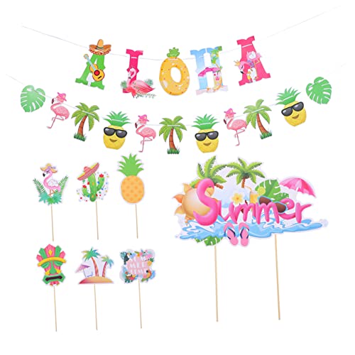 OUNONA Hawaii Party Dekoration Set Teiliges Set mit Kreativem Banner und Wiederverwendbaren Cake Toppern für Unvergessliche Geburtstagsfeiern und Hochzeiten OUNONA Hawaii Party Dekoration Set Teiliges Set mit Kreativem Banner und Wiederverwendbaren Cake Toppern für Unvergessliche Geburtstagsfeiern und Hochzeiten von OUNONA