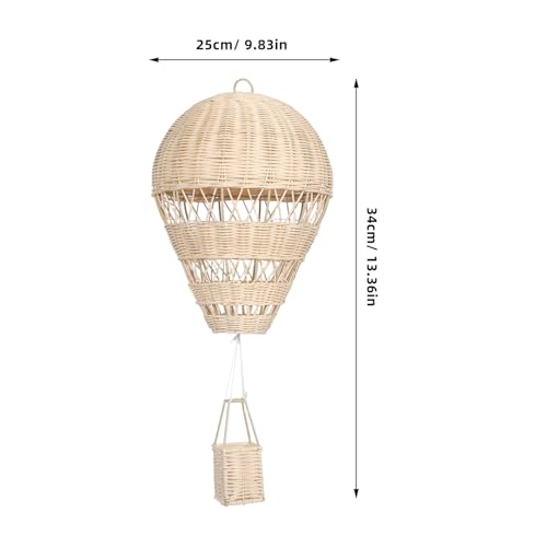 OUNONA Heißluftballon aus gewebtem Rattan: Hängendes, handgefertigtes, gewebtes Heißluftballon-Handwerk mit Lichterkette für Fotografie-Requisiten, Dekoration mit pastoralen Themen von OUNONA