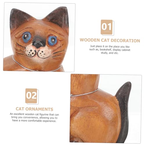 OUNONA Holzfigur Kleine Katzenstatue Handgeschnitzt Dekoratives Holzornament Geschenkidee für Kinderzimmer Wohnzimmer Tischdekoration OUNONA Holzfigur Kleine Katzenstatue Handgeschnitzt Dekoratives Holzornament Geschenkidee für Kinderzimmer Wohnzimmer Tischdekoration von OUNONA