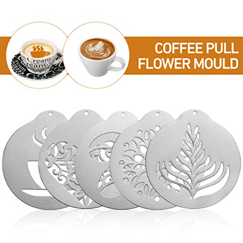 OUNONA Kaffee-Schablonen Für Handwerk Kaffee-Schablonen Latte Art Dekorieren Edelstahl Backen Schablone Latte Art Schablone Küche von OUNONA