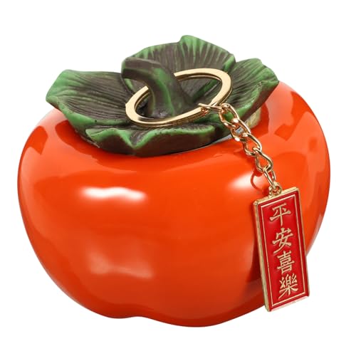 OUNONA Keramik Dekofigur mit Aufbewahrungsdose Kreatives Persimmon Ornament für Neujahr Vielseitige Tischdekoration und Lebendige Form Langlebiges Keramikmaterial Design von OUNONA