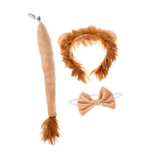 OUNONA Löwenkostüm mit Haarreif Abnehmbarem und Schleife Bequemes Tierkostüm Zubehör für Karneval Fasching Halloween Rollenspiel und Kinderpartys von OUNONA
