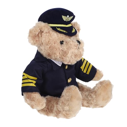 OUNONA Plüschbär Plüsch Stofftier Uniformes Plüschspielzeug Geburtstags-plüschbär Partygeschenk Stoffbär Stofftier Bär Ausgestopftes Bärentier Plüsch-pilotbär Pp Baumwolle von OUNONA