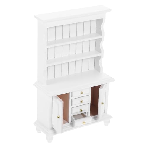 OUNONA Puppenhausmöbel Puppenhaus Wohnzimmer Möbel Miniatur-bücherregal Für Puppenhaus Winzige Möbel Mini-Display-Regal Mini-kommode Aus Holz Puppenhaus Kommode Mini Möbel Weiß Hölzern von OUNONA