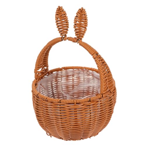 OUNONA Rabbit Shaped Woven Basket Handgewebter mit Lederband für Ostern und Snacks Dekoration und Aufbewahrung bei Feiern von OUNONA
