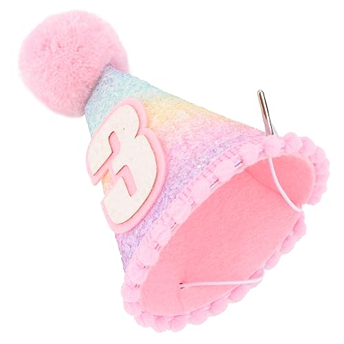 OUNONA Rainbow Geburtstagsmütze für Einzigartiger Kegelhut mit Pompon Glitter Krone für Unvergessliche Feiern für Geburtstagsparty Niedliche Hutdekoration Regenbogenfarben von OUNONA