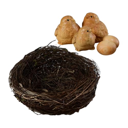 OUNONA Realistische Holz Huhn Ornamente Set Vogel Nest Dekorationen Hand Geschnitzte Handwerk Spielzeug Ostern von OUNONA