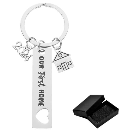OUNONA Schlüsselanhänger für Erste Zuhause Personalisierbar Einweihungsgeschenk mit Haus Symbol und Romantischem Design von OUNONA