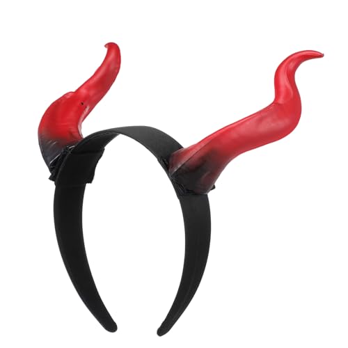 OUNONA Teufelshörner Haarreif Rot-schwarz für Halloween Karneval Bühnenauftritte Vielseitiges Dämonenhörner Stirnband für Party Kostüm Zubehör Einfache Integration und Schnelles Styling von OUNONA