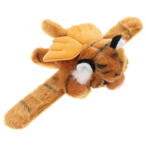 OUNONA Tierarmbänder Spielzeugtiger Animal-Slap-Armbänder für Tiger-Slap-Armband Ohrfeigenarmbänder Tiere Tiger Plüschtiere PP Baumwolle Yellow von OUNONA