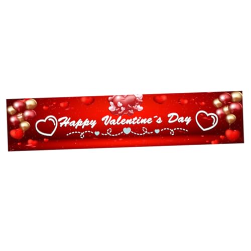 OUNONA Valentinstag-Banner Herz Girlande Romantische Wimpelketten Feiertagsparty-Banner hochzeitsdeko hochzeitsbanner Ammern für Hochzeitsfeiern Partydekoration liefern Polyestertuch rot von OUNONA