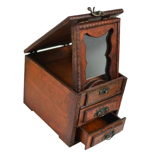 OUNONA Vintage Schmuckschatulle aus Holz Retro Aufbewahrungskoffer mit Spiegel Langlebig für Schmuckorganisation für Schminktisch Design Platzsparend OUNONA Vintage Schmuckschatulle aus Holz Retro Aufbewahrungskoffer mit Spiegel Langlebig für Schmuckorganisation für Schminktisch Design Platzsparend von OUNONA