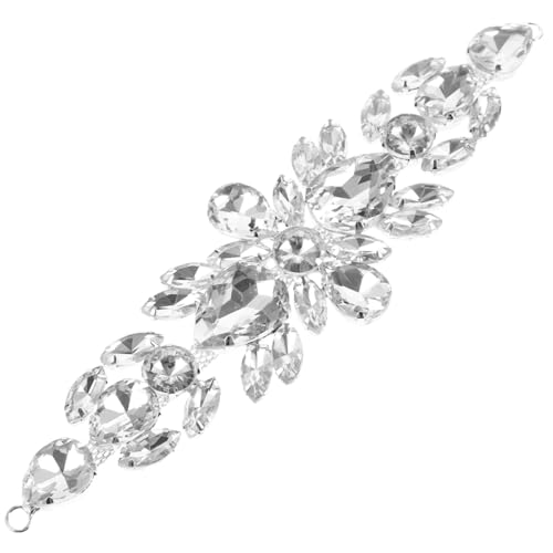 OUNONA Wasserfall förmiger Strass Applikationspatch Weißer Tropfenförmiger Glasstein Hochzeit Kleid Gürtel Dekor DIY Kleidung Schuhe Zubehör von OUNONA