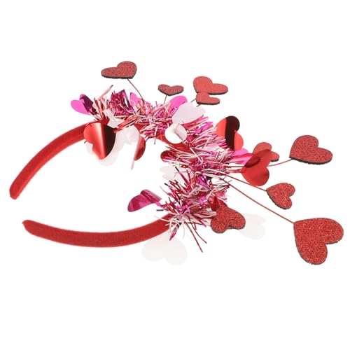 OUNONA liebe Stirnband Piraten-Charme Piraten-Accessoires für Damen Romantisches Accessoires herz stirnband valentinstag Herz Glitzer leuchtende Herzkette Plastik rot von OUNONA