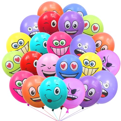 100 Stück Emotion Serie Latex Luftballons,Lustig Emoji Luftballons,Luftballons Latex Smiley,Bunt Party Luftballons,Verschiedene Ballons für Geburtstag Party Deko Kinder von OUOQI