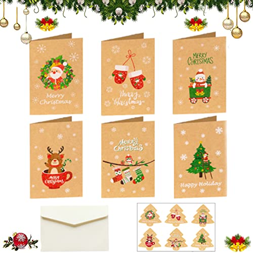 24 Set Weihnachtskarten mit Umschlägen und Aufkleber,Weihnachtspostkarten,Weihnachten Karten,Klappkarten Blanko Grußkarten,Weihnachten Geschenkkarten,Weihnachtskarte für Weihnachtsgrüße von OUOQI